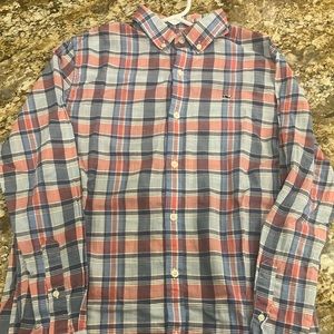 Boys Vineyard Vines Long Sleeve Plaid (blue & red) Whale Shirt, size Large (16)